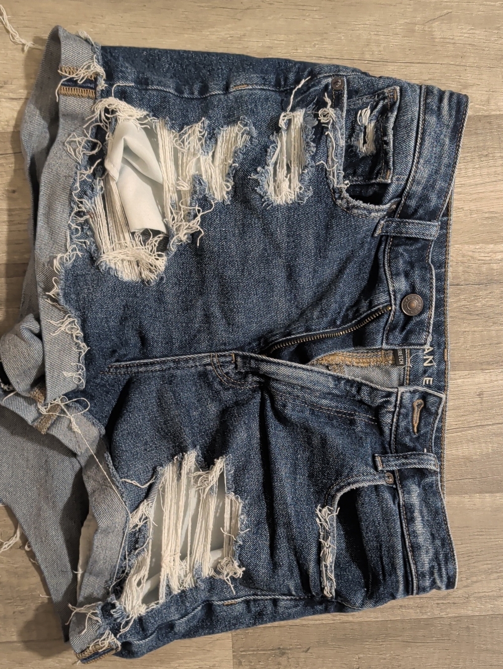 Stretch Distressed High Waist Jean Shorts